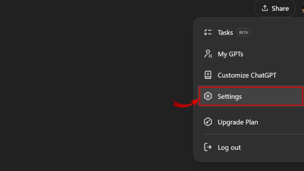 ChatGPT account settings