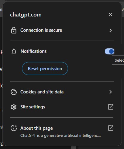 ChatGPT notification permissions