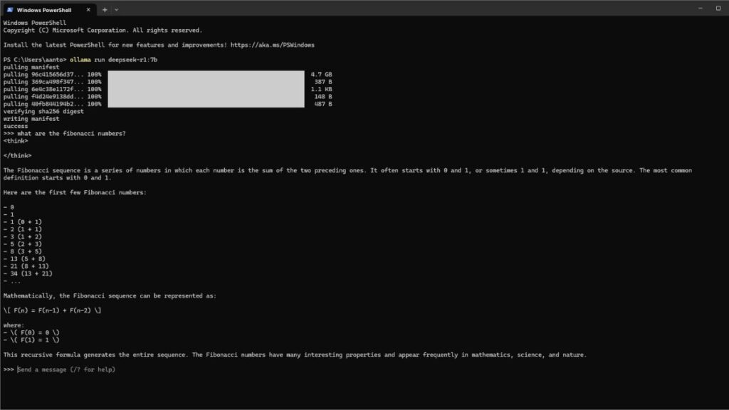 Ollama chat with DeepSeek R1