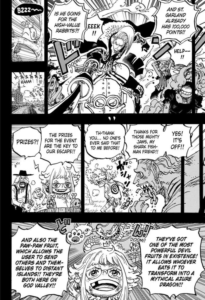 St Garling amassing 100,000 points early in the Manhunt in One Piece Chapter 1096. Image Credit: Shueisha