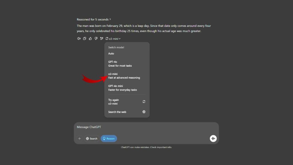 Switch ChatGPT model with regenerate button